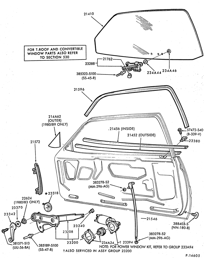 230 - BODY SIDES AND QUARTER-Window parts - front door - exc. convertible