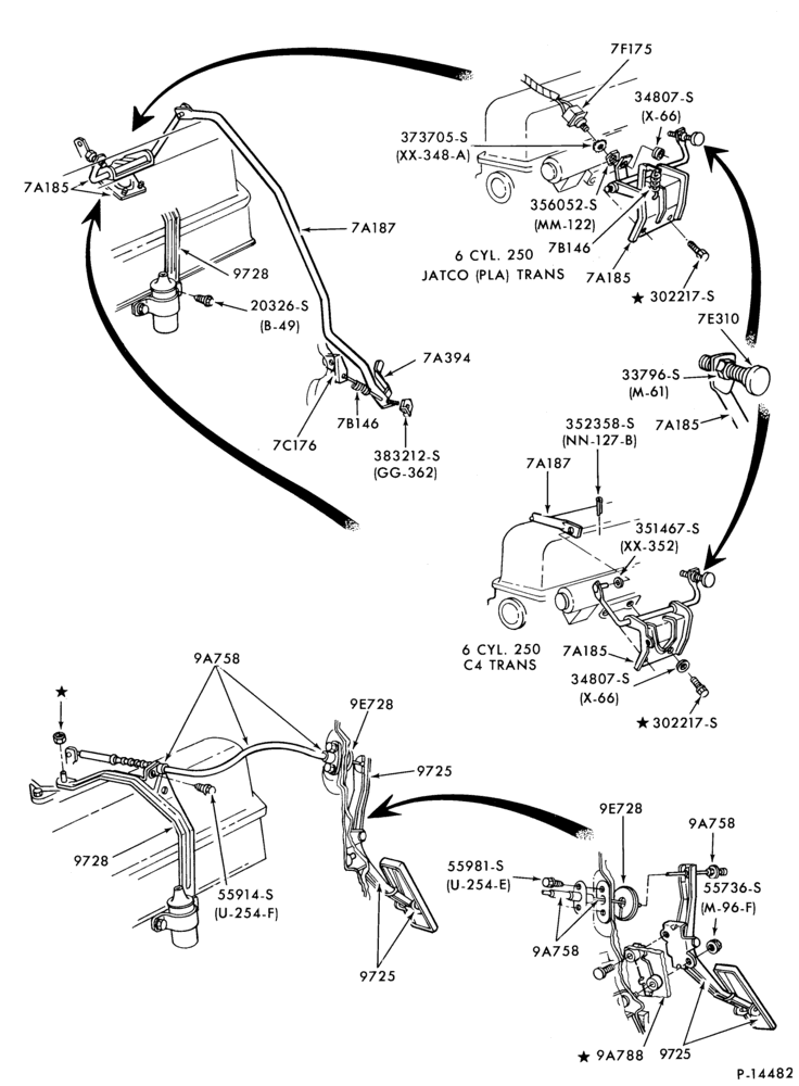 97 - 6 CYL. 4.1L (250 C.I.D.)-Accelerator linkage