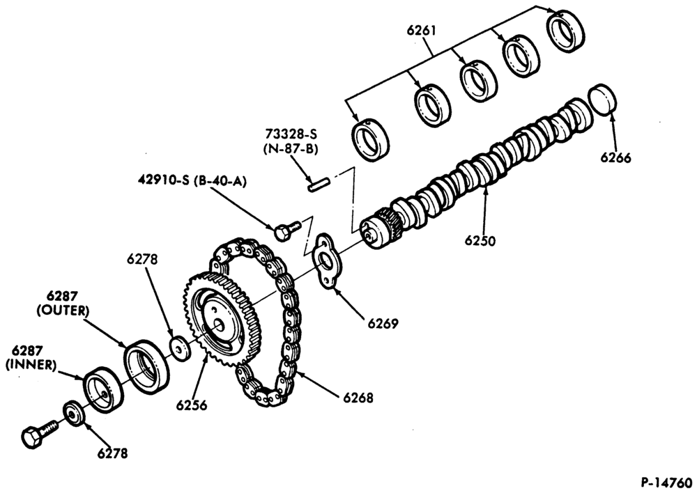 8 CYL. 6.1L, 7.0L GAS - EXC. M.F.I.-Camshaft, gear & bearings-F-FT600/900