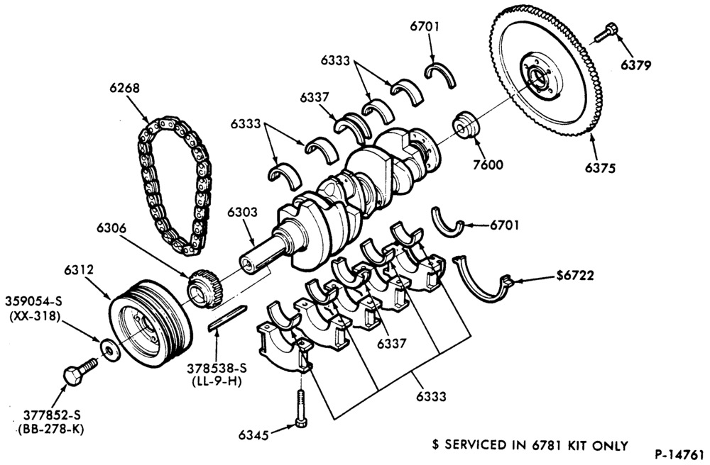 8 CYL. 6.1L, 7.0L GAS - EXC. M.F.I.-Crankshaft, flywheel & related parts-F-FT600/900