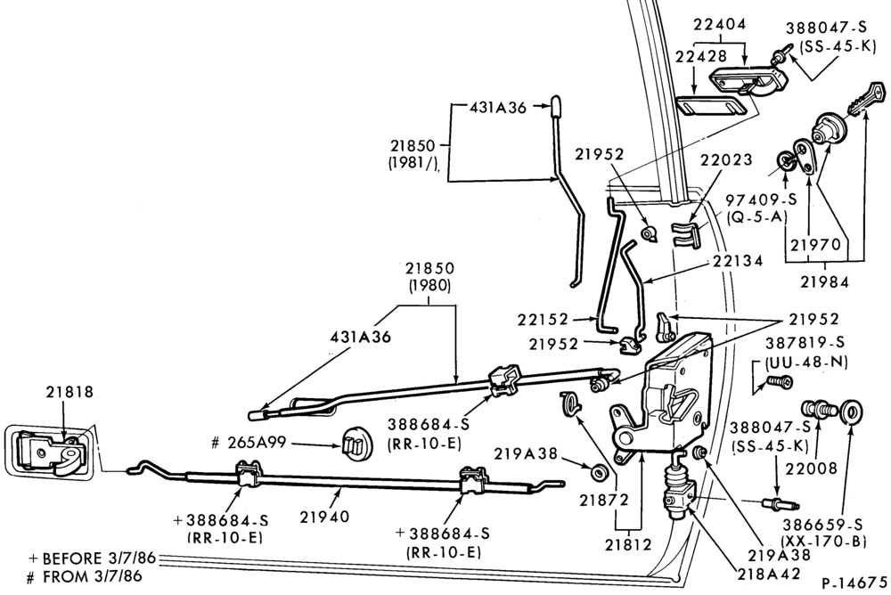 230.1 - BODY SIDES AND QUARTER-Handles and latch parts (front door)