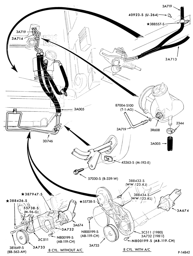 36.3 - STEERING-Pump installation  - 8 cyl. 255
