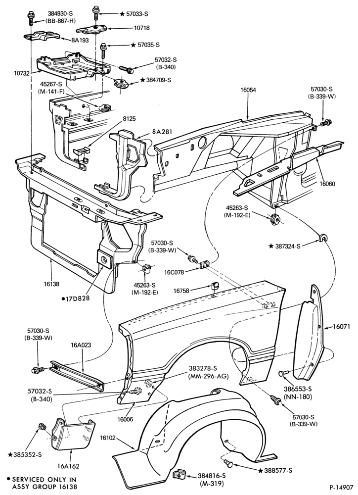 160 - FENDERS AND HOODS-Fender and apron sheet metal