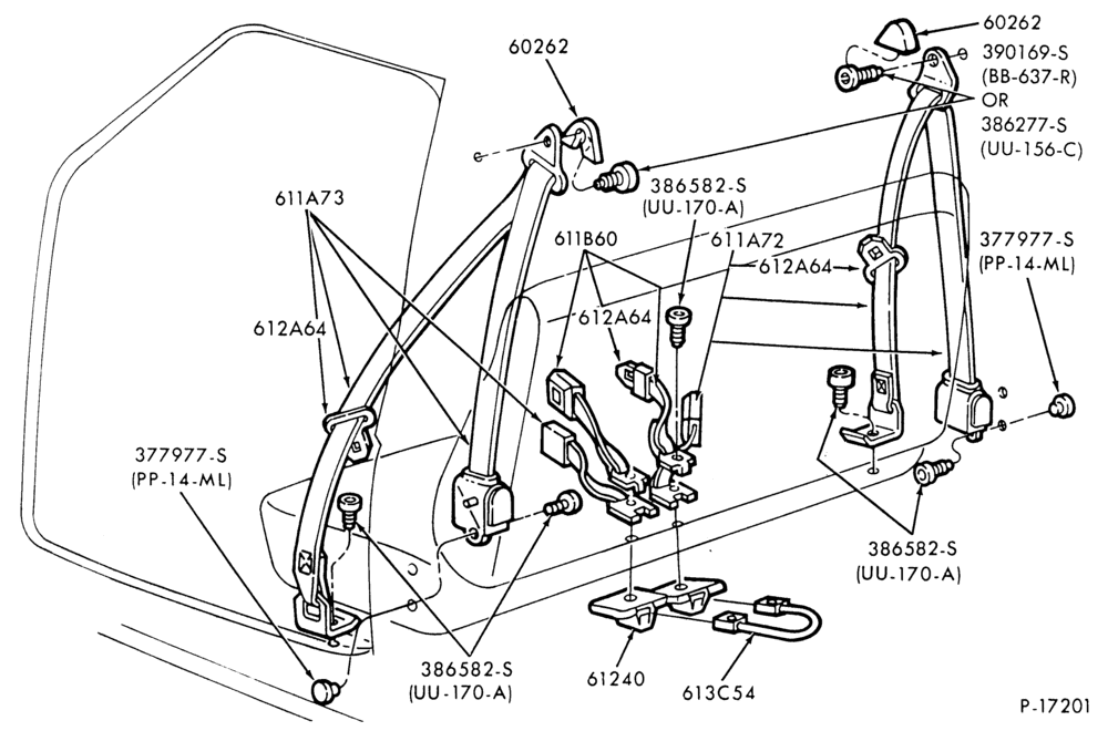 620 - SEAT BELTS-Seat belt installation - bucket - bench-R