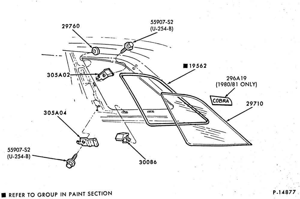 290 - BODY SIDES AND QUARTER-Window parts - stationary (quarter) - body type 61
