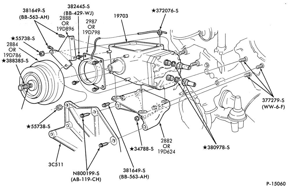 197.3 - AIR CONDITIONER-Compressor Installation - hang-on  - integral- 8 cyl.