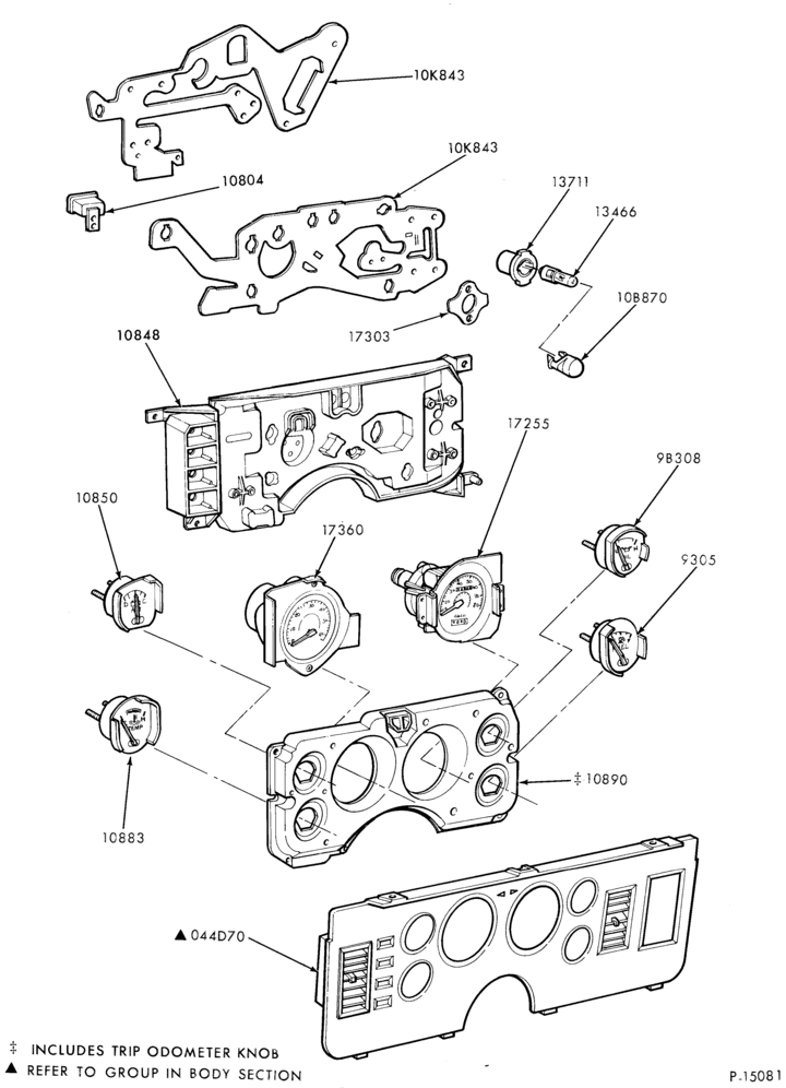 STARTER, IGNITION AND HEADLAMP SWITCHES-Instrument cluster parts