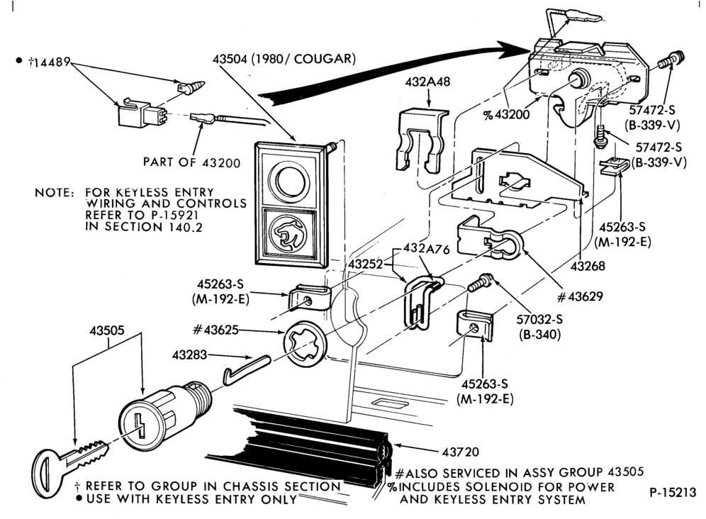 LIFT/TAILGATE, LUGGAGE & BACK WINDOW-Latch parts - luggage compartment - with or without keyless entry