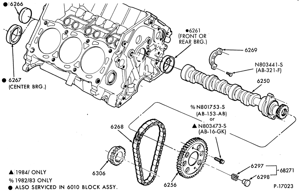 6 CYL. 3.8L (230 C.I.D.)-Camshaft gear and bearings