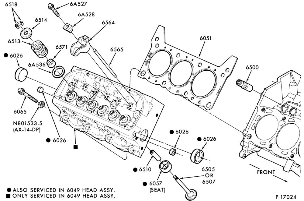 60 - 6 CYL. 3.8L (230 C.I.D.)-Valves, push rods and related parts