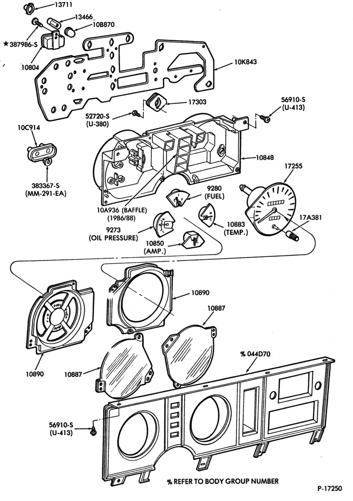 106 - INSTRUMENT CLUSTERS-Instrument cluster and related parts-E100/350-B-w/gauges