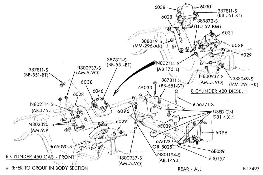 60.1 - 8 CYL. 6.9L (420 C.I.D.) | DIESEL-1983/87 (front and rear)- F250/350-4/W/D