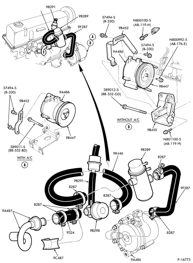 94.1 - 4 CYL. 2.3L (140 C.I.D.) - TC (TURBO)-Thermactor emission (T/E)- w/man. trans.