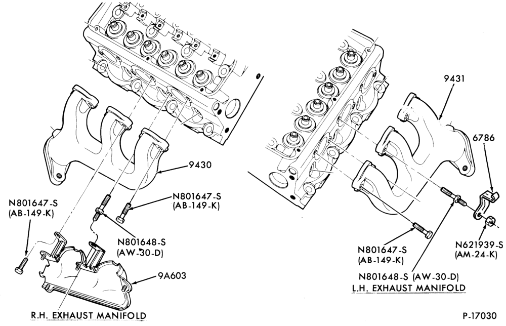 90.1 - 6 CYL. 3.8L (230 C.I.D.) - S/C-Manifold and related parts- exhaust