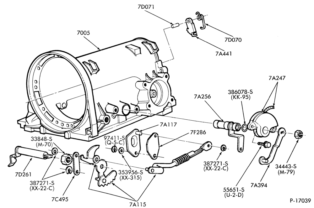 A70.8 - C5 TYPE - INTERNAL PARTS-typical- manual control linkage and related parts-F,MF,G,MG,J,P,MP,S