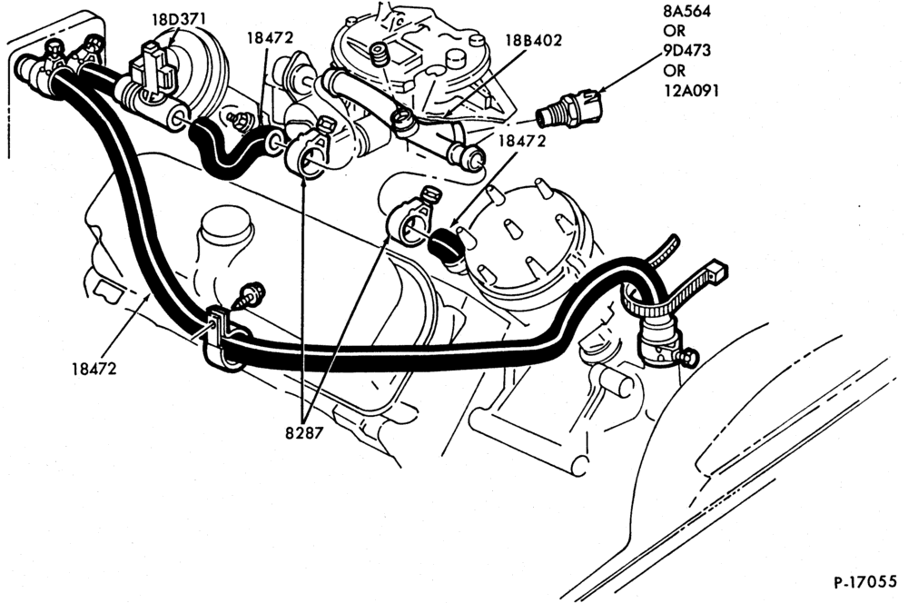 184 - AIR CONDITIONER-Heater hose installation - 6 cyl. 230