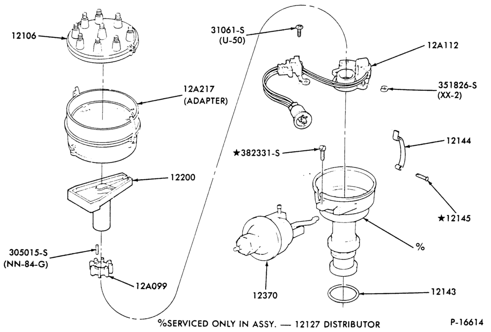 STARTER, IGNITION AND HEADLAMP SWITCHES-Distributor (breakerless) - 8 cyl. 6.1L gas 2/B