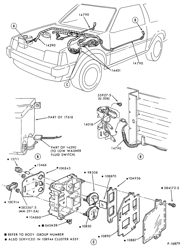 106.1 - STARTER, IGNITION AND HEADLAMP SWITCHES-Console - warning indicator panel