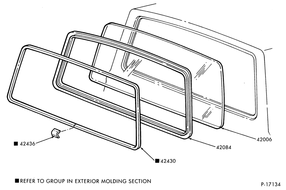 400 - DOORS AND WINDOWS-Back window parts (stationary) - exc. Super Cab-R