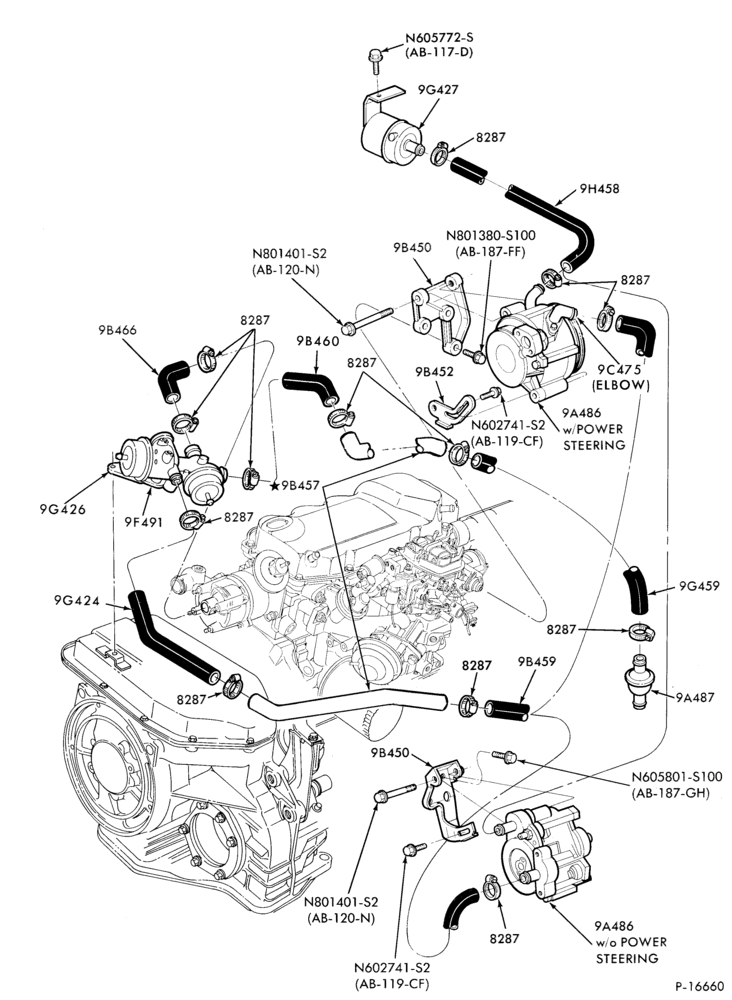 94.1 - 4 CYL. 1.6L (98 C.I.D.)-Thermactor emission (T/E)- w/auto trans.