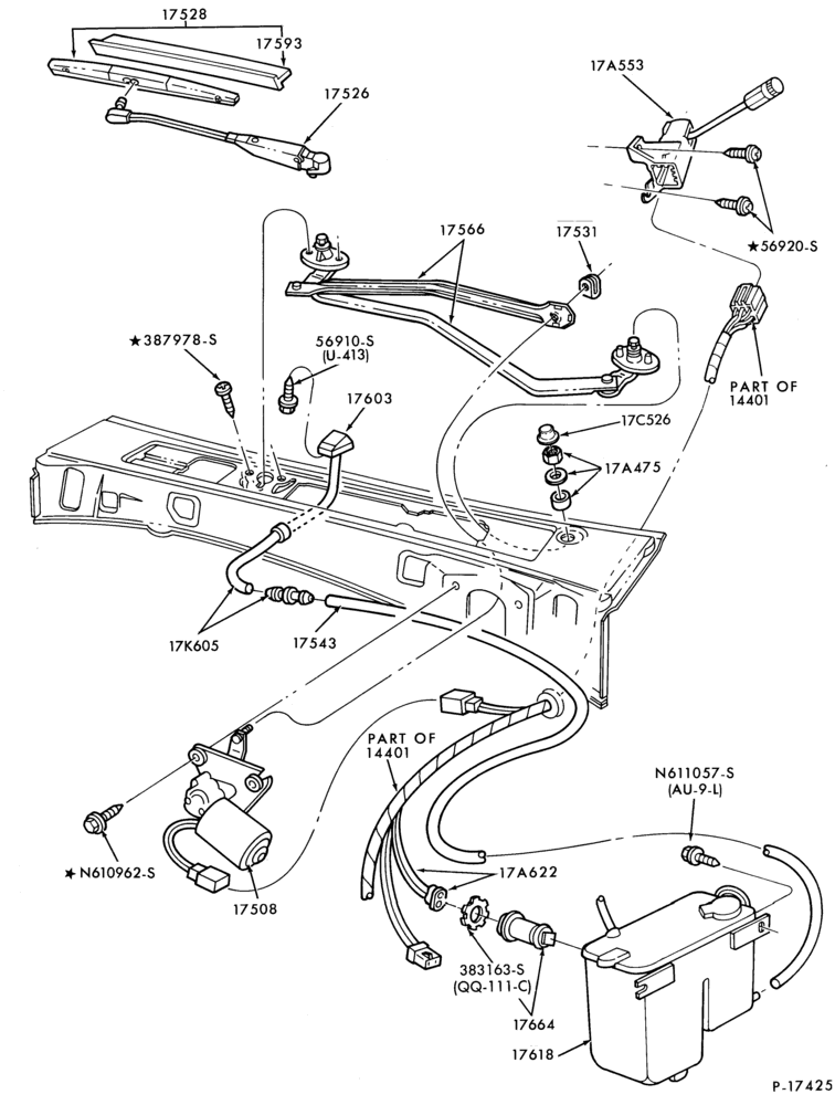 175 - SPEEDOMETER, BUMPERS, MIRRORS AND WIPERS-Windshield wiper and washer