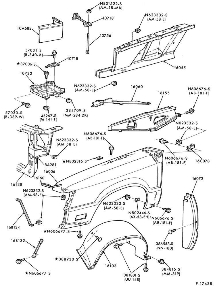 160 - FENDERS AND HOODS-Fender and apron sheet metal