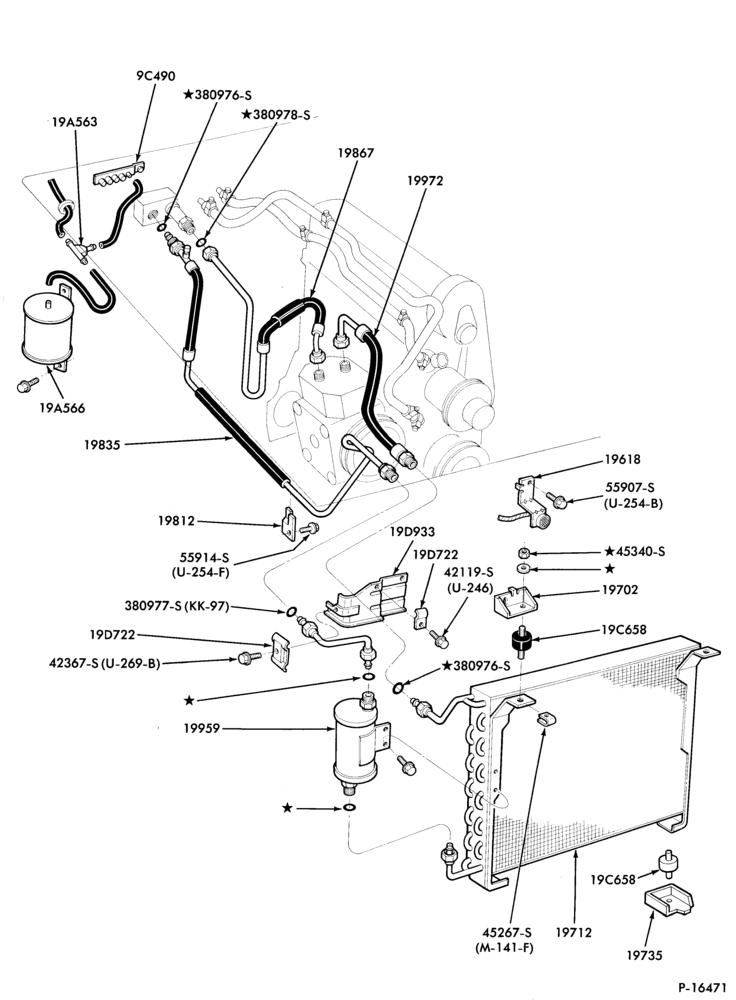 197.1 - AIR CONDITIONER-Condenser, Dehydrator and Vacuum Hoses- 4 cyl.