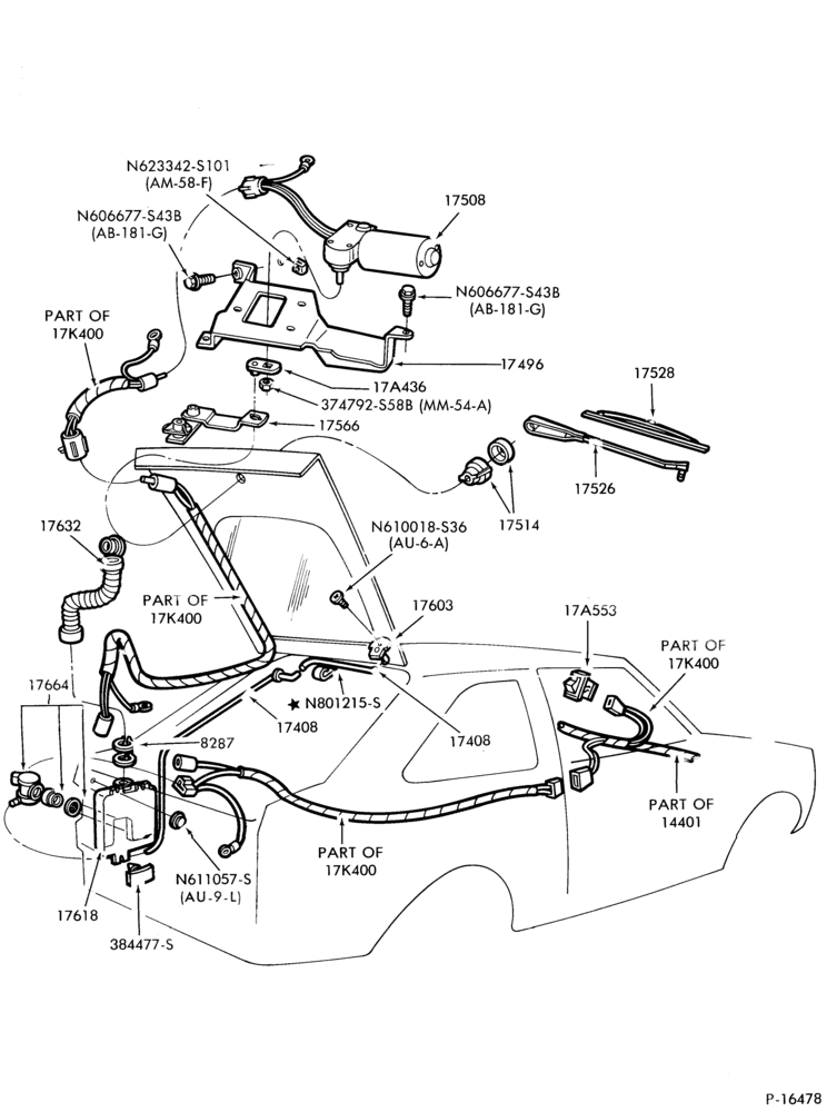 175 - SPEEDOMETER, BUMPERS, MIRRORS AND WIPERS-Windshield wiper, washer- rear - body type 61