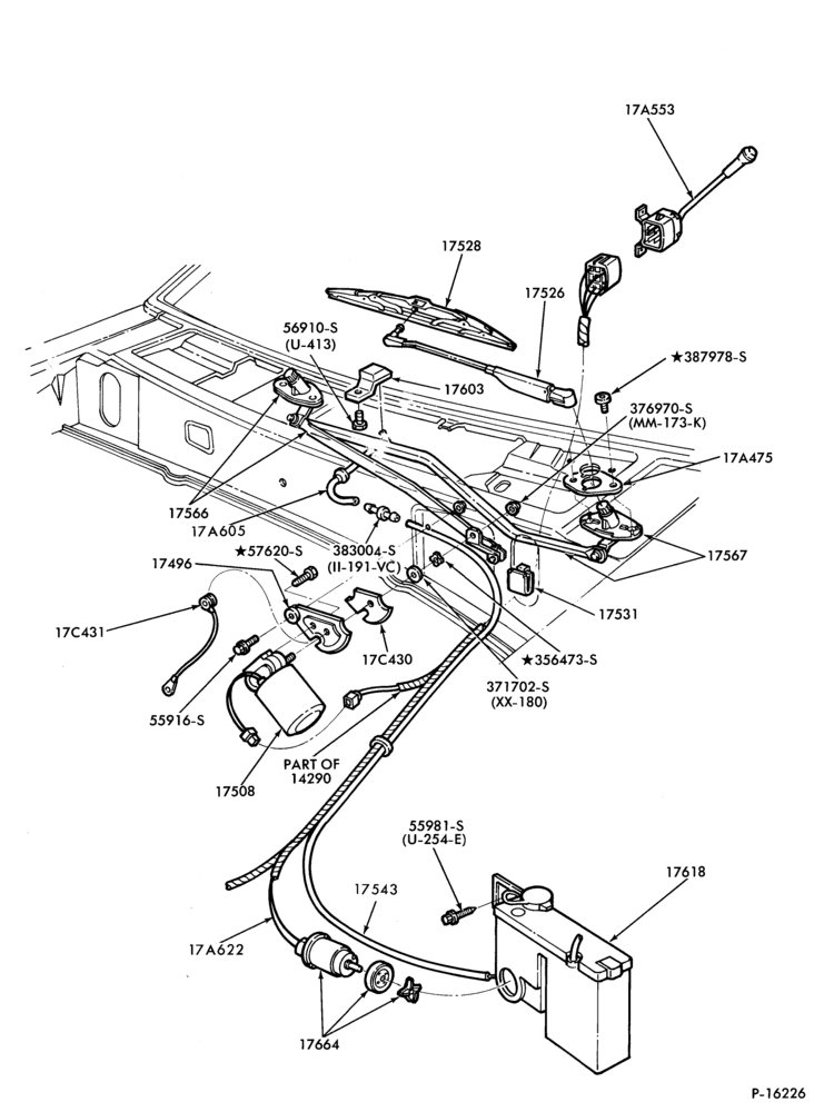 175 - SPEEDOMETER, BUMPERS, MIRRORS AND WIPERS-Windshield wiper, washer