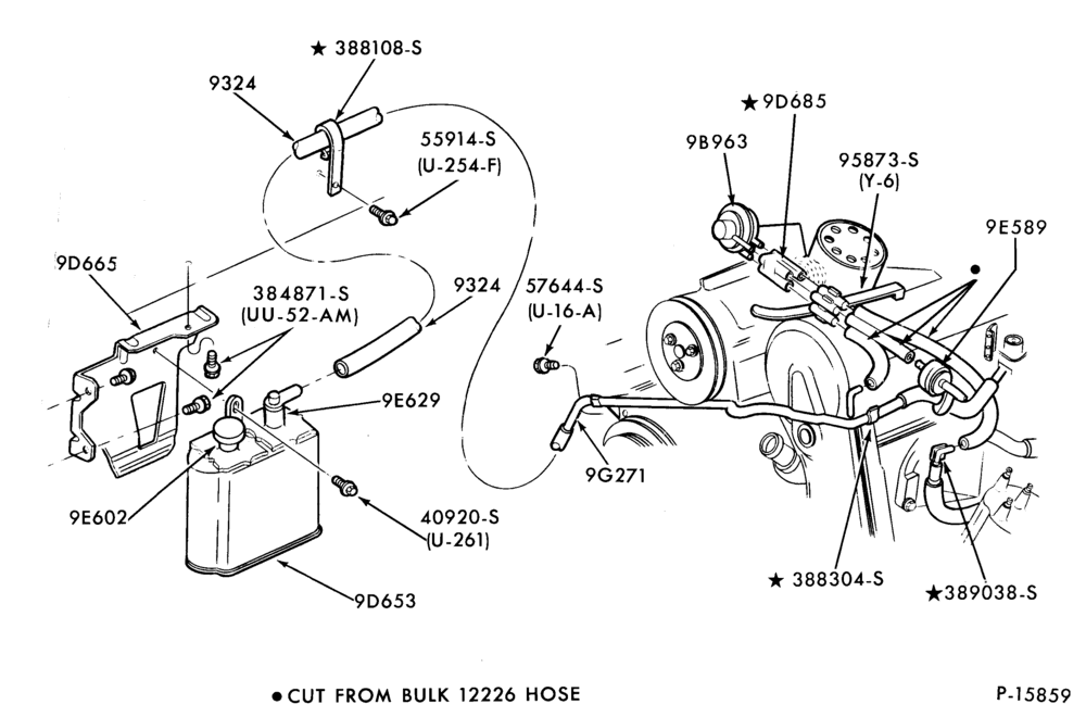 96.1 - 4 CYL. 2.3L (140 C.I.D.) - EXC. TC (TURBO)-Fuel vapor canister and related parts