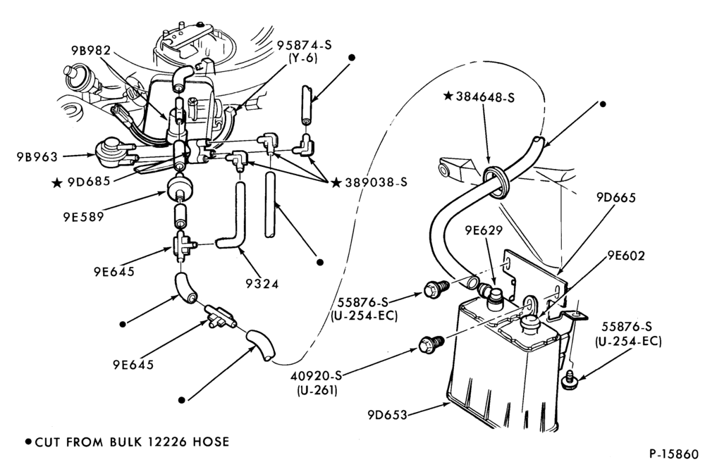 96.1 - 8 CYL. 4.2L (255 C.I.D.)-Fuel vapor canister and related parts