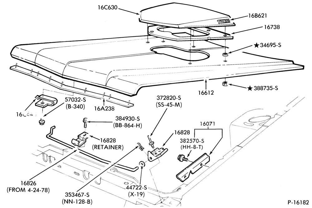 166 - FENDERS AND HOODS-Hood - prop rod and air scoop