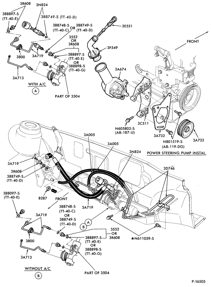 36.1 - STEERING-Pump installation - 4 cyl. 98 (1600cc)