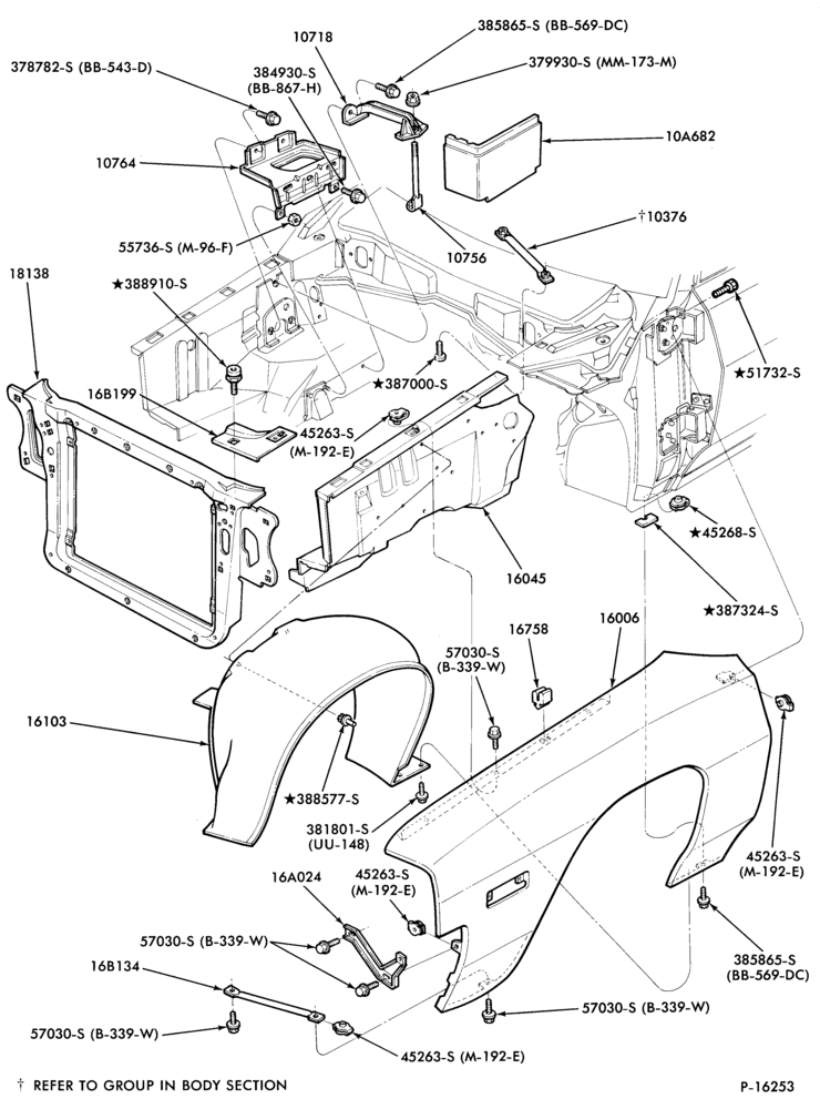 160 - FENDERS AND HOODS-Fender and apron sheet metal