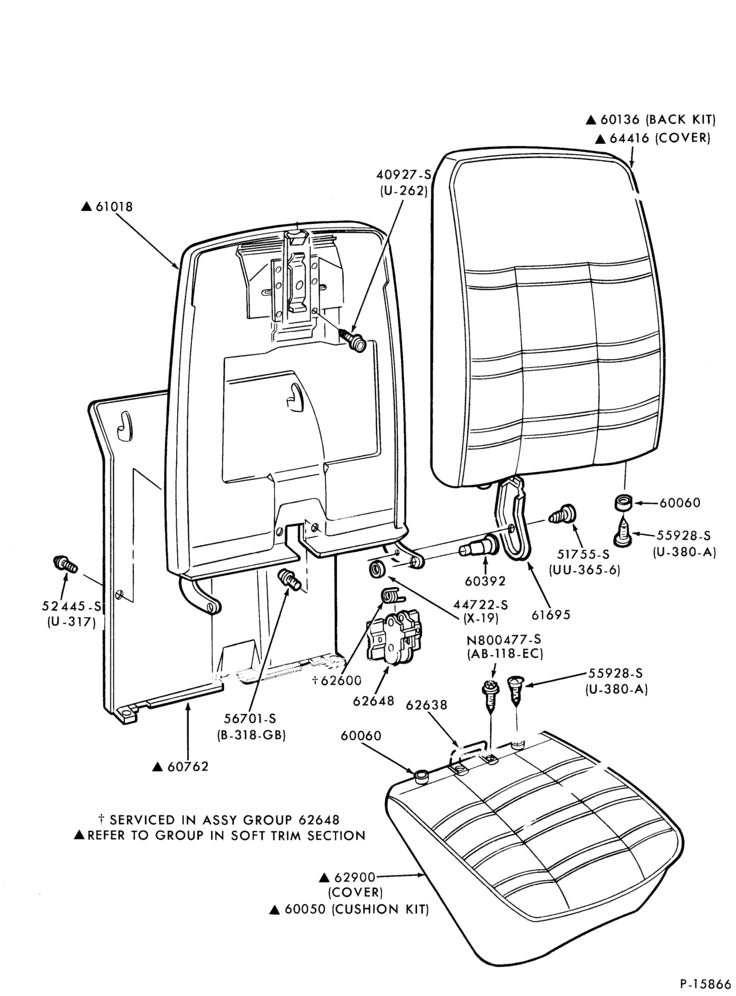 600 - SEATS AND SEAT BELTS-Front seat parts  - bucket - upper half