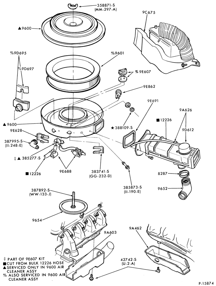 96 - 8 CYL. 4.2L (255 C.I.D.)-Air cleaner