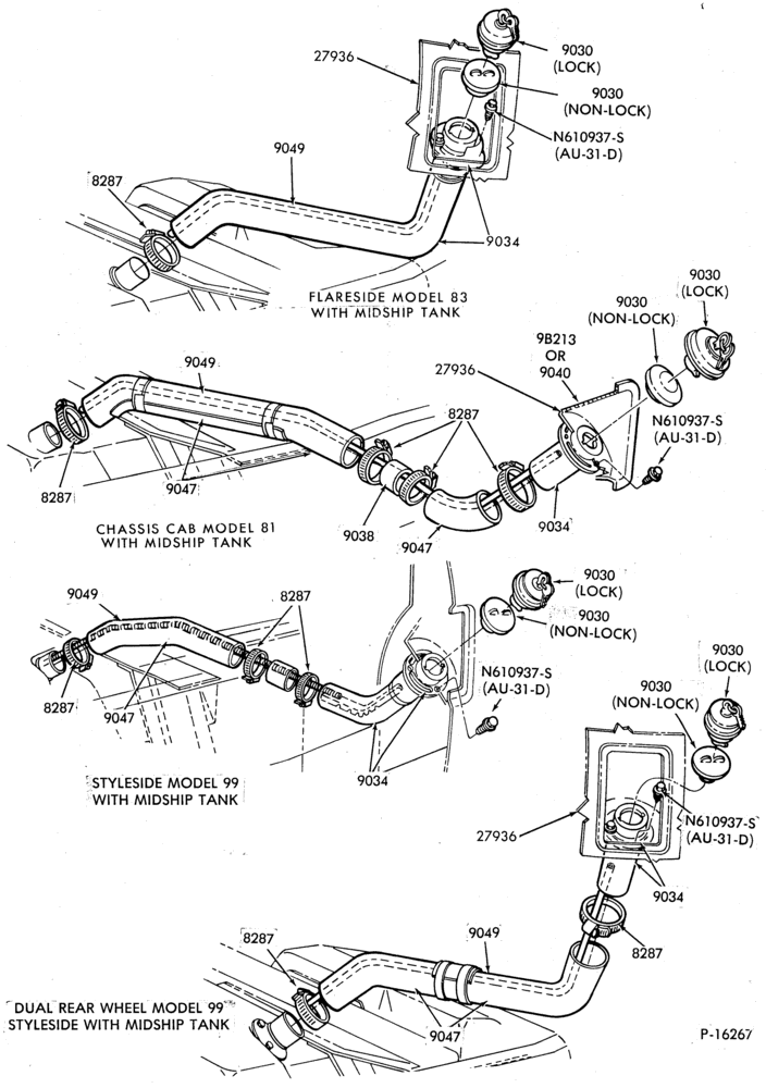 90.1 - 8 CYL. 6.9L (420 C.I.D.)-DIESEL-F250/350 (81,83 and 99)- w/midship tank