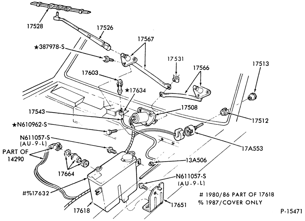 175 - WIPERS AND WASHERS-Windshield wiper and washer parts-F100/350