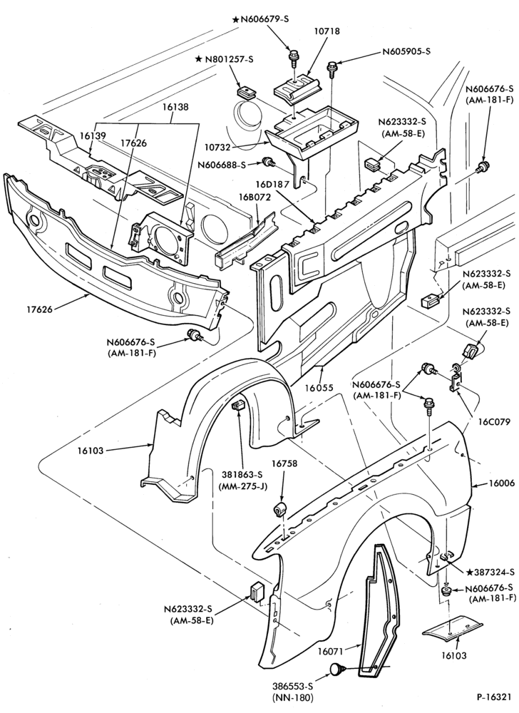 160 - FENDERS AND HOODS-Fender and apron sheet metal