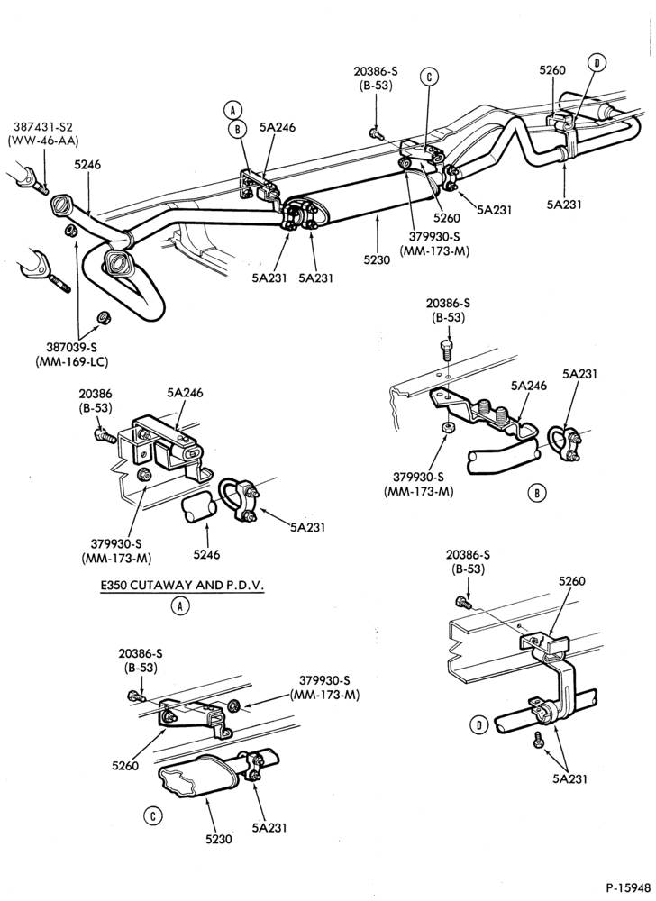 EXHAUST SYSTEM-(1980/82)-351M (5.8L) and 400 (6.6L) - w/o converter-E150/350