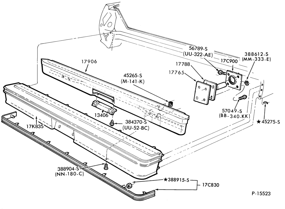 176.1 - SPEEDOMETER, BUMPERS, MIRRORS AND WIPERS-Bumper - rear