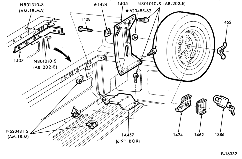 10.1 - SPARE WHEEL CARRIERS-Spare wheel carriers - side mounted - with styleside box-F150/350