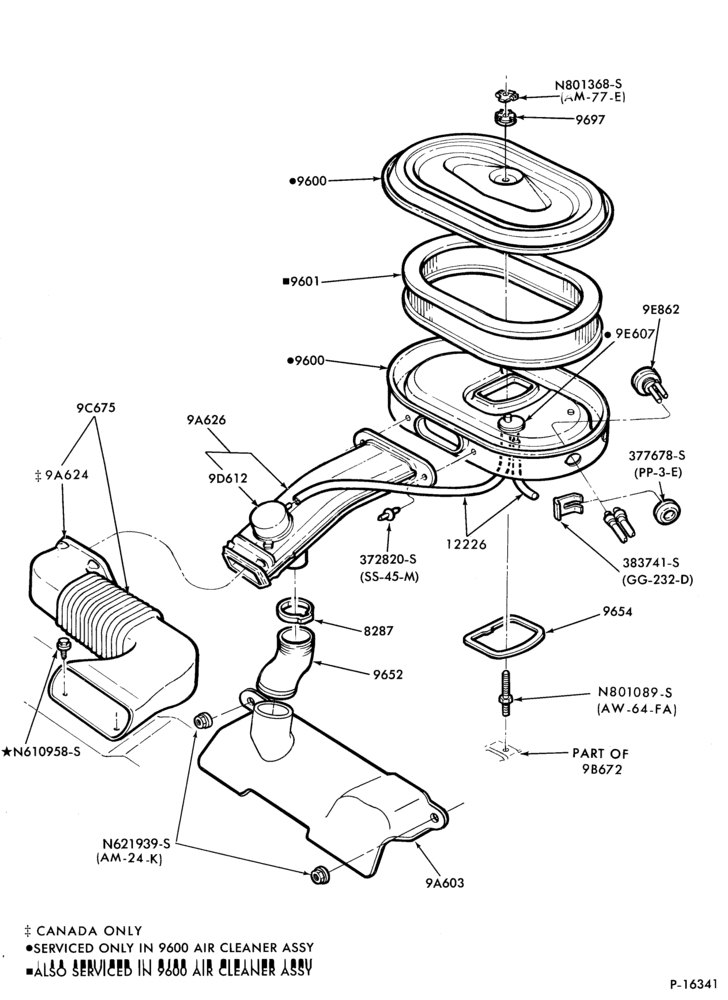 96 - 4 CYL. 1.6L (98 C.I.D.)-Air cleaner