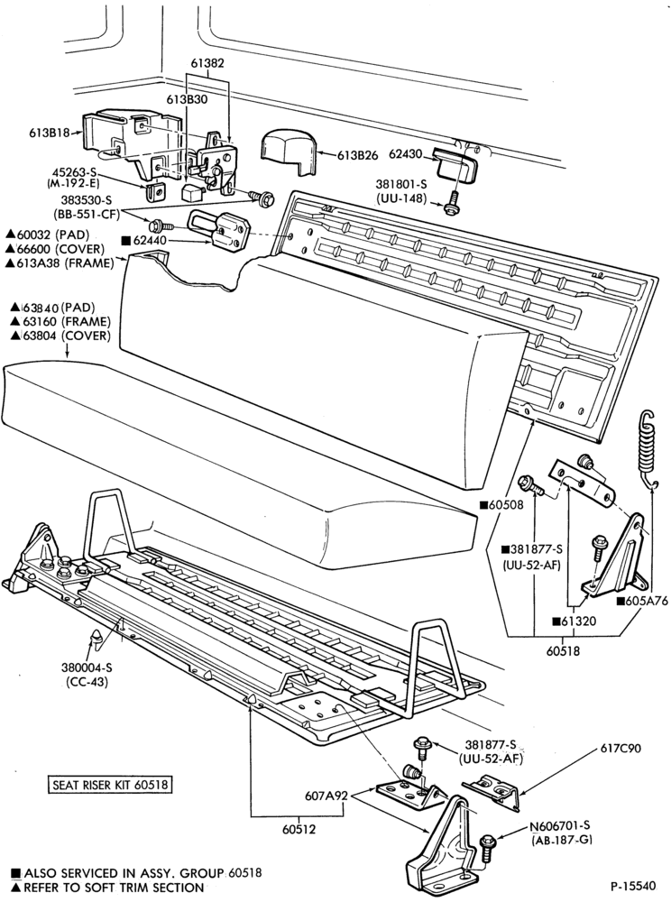 600 - SEATS AND SEAT BELTS-Rear seat parts - forward facing - Super Cab-F150/350