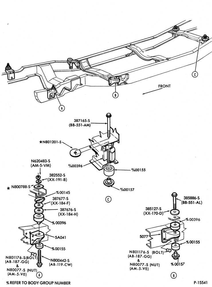 FRAME-FRAME- body to frame mounts-F100/350,F(Super