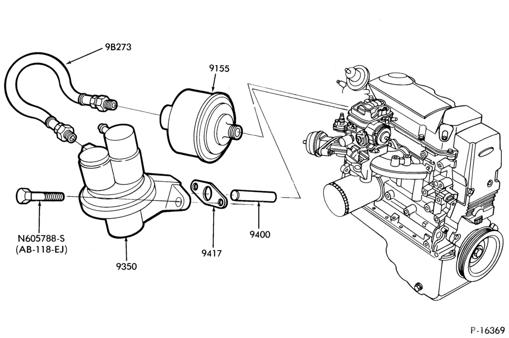 90.1 - 4 CYL. 1.6L (98 C.I.D.)-Fuel pump - fuel-line filter
