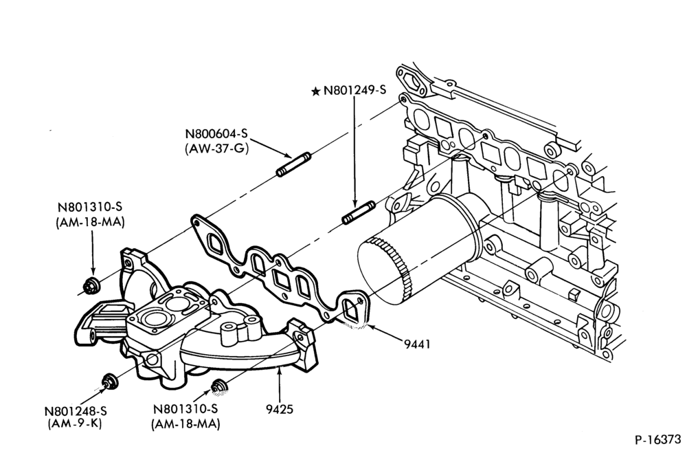 90.1 - 4 CYL. 1.6L (98 C.I.D.)-Intake manifold and related parts