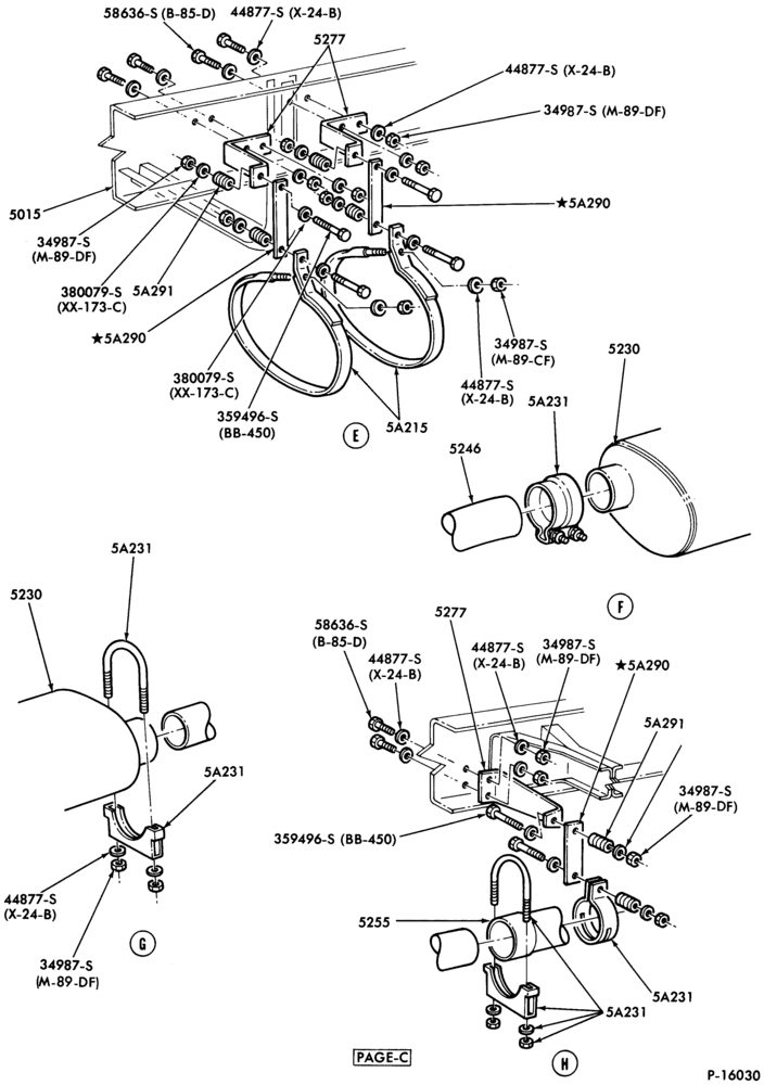 EXHAUST SYSTEM-8 cyl. 501 (990) Det. Diesel - Body Type 84 (cowl) - Page C-F600/800
