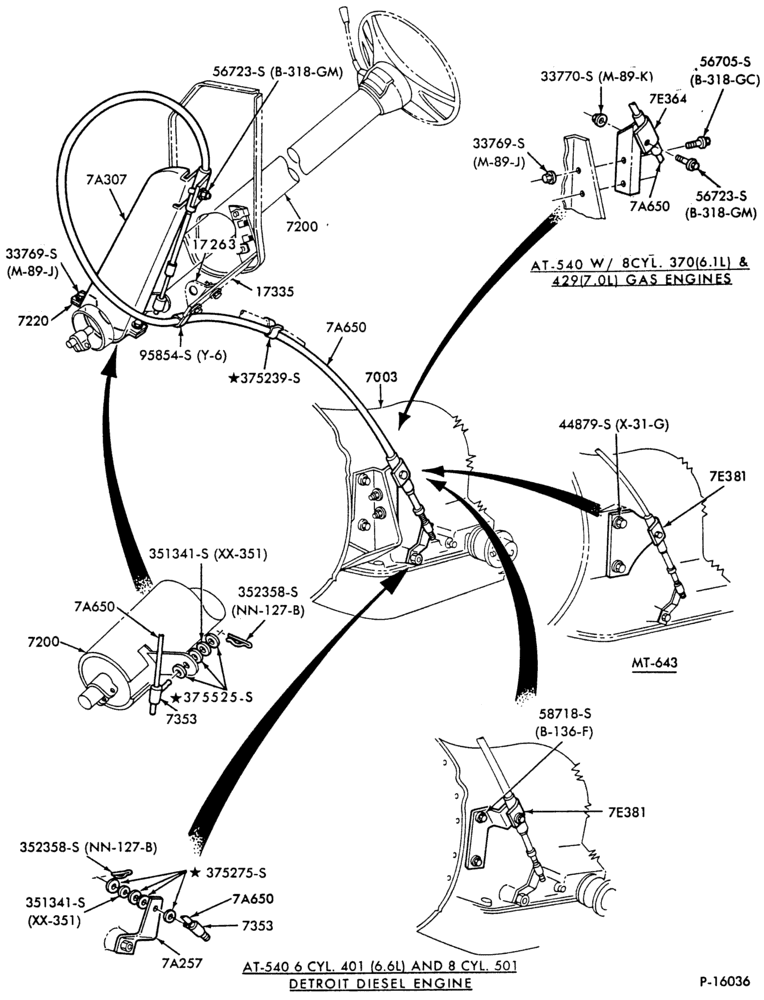 T72 - SHIFT MECHANISM-Selector control cable-w/MT 643 and MT 653-B-F-FT600/900