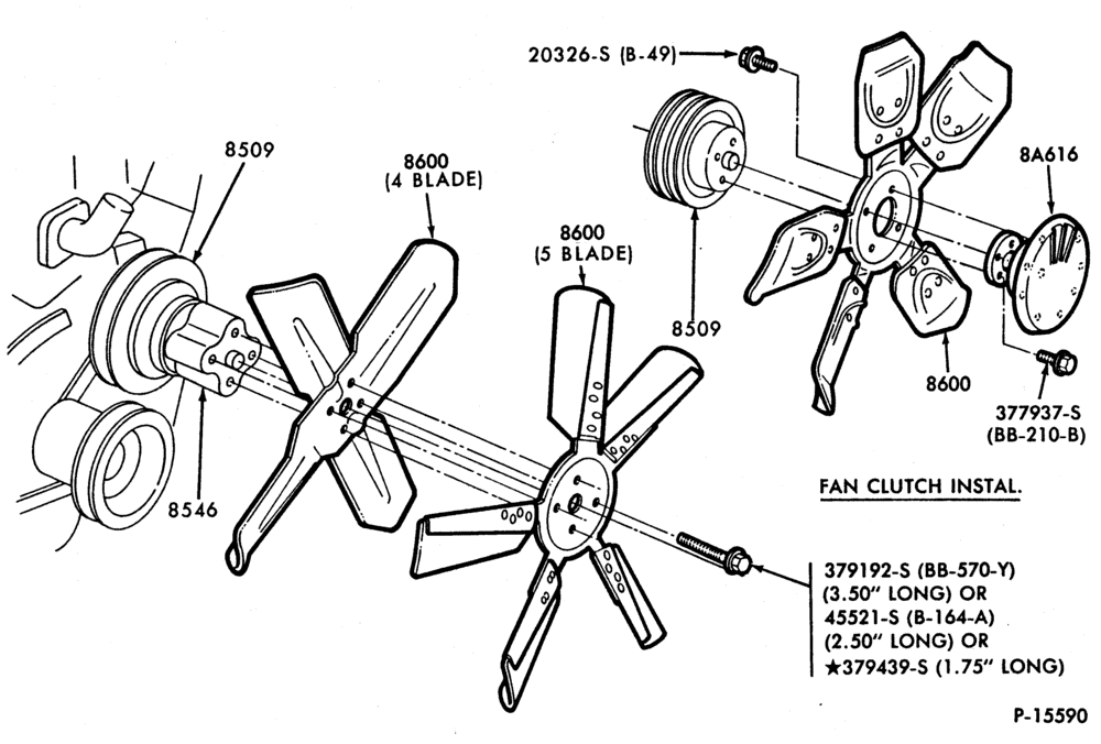 COOLING FAN, CLUTCH AND RELATED PARTS-COOLING FAN, CLUTCH AND RELATED PARTS- 6 cyl. 300 (4.9L) and 8 cyl. 302 (5.0L), 351M (5.8L), 351W (5.8L),-E100/350